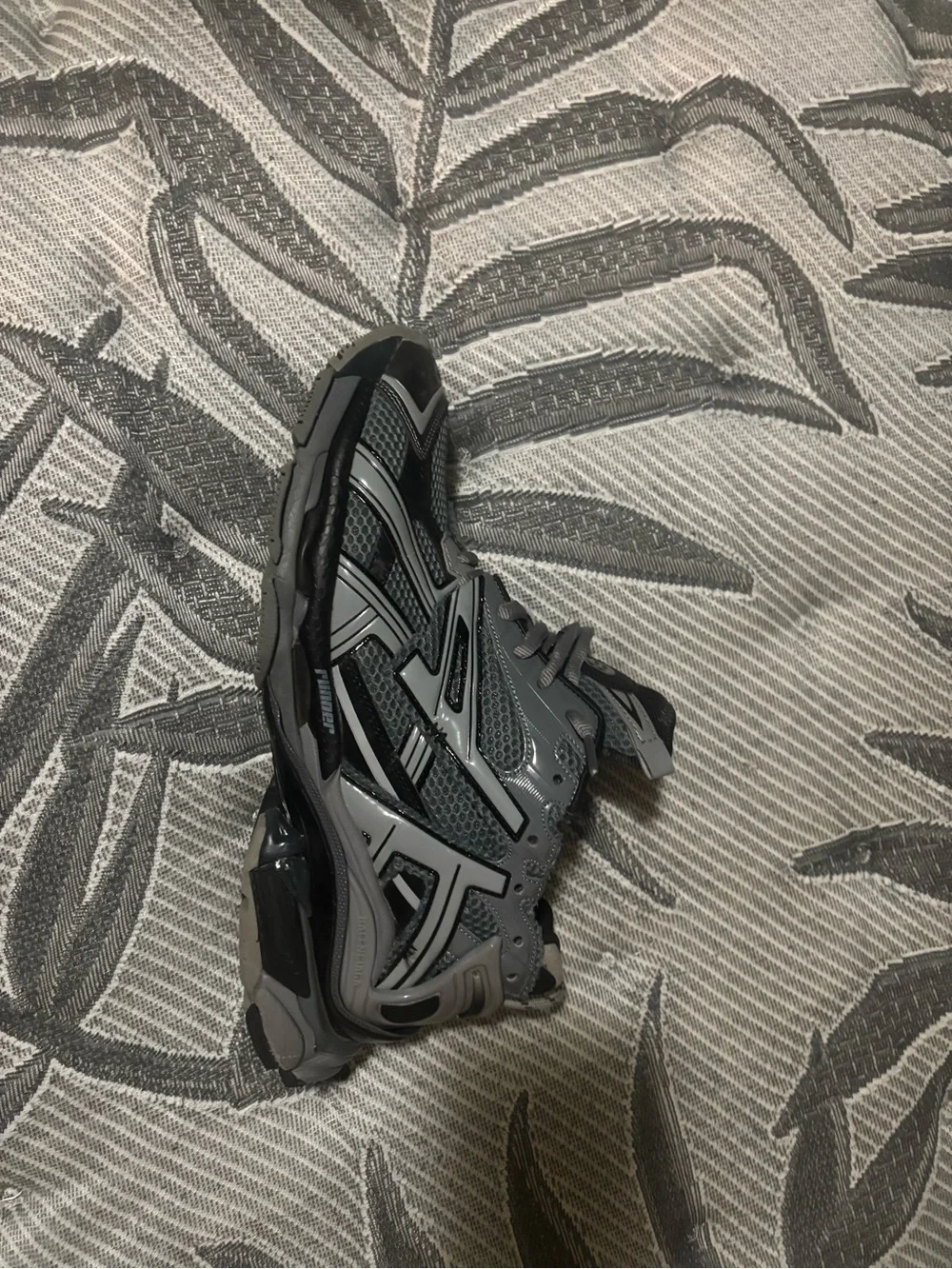 Balenciaga Gray and Black Mesh Runner Sneakers